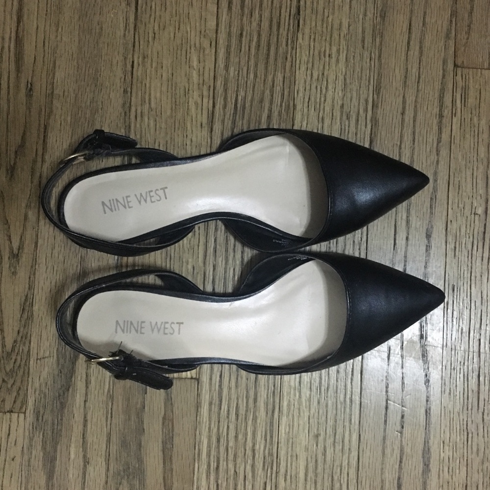 Nine West Black Althoff Slingback Studded Flat